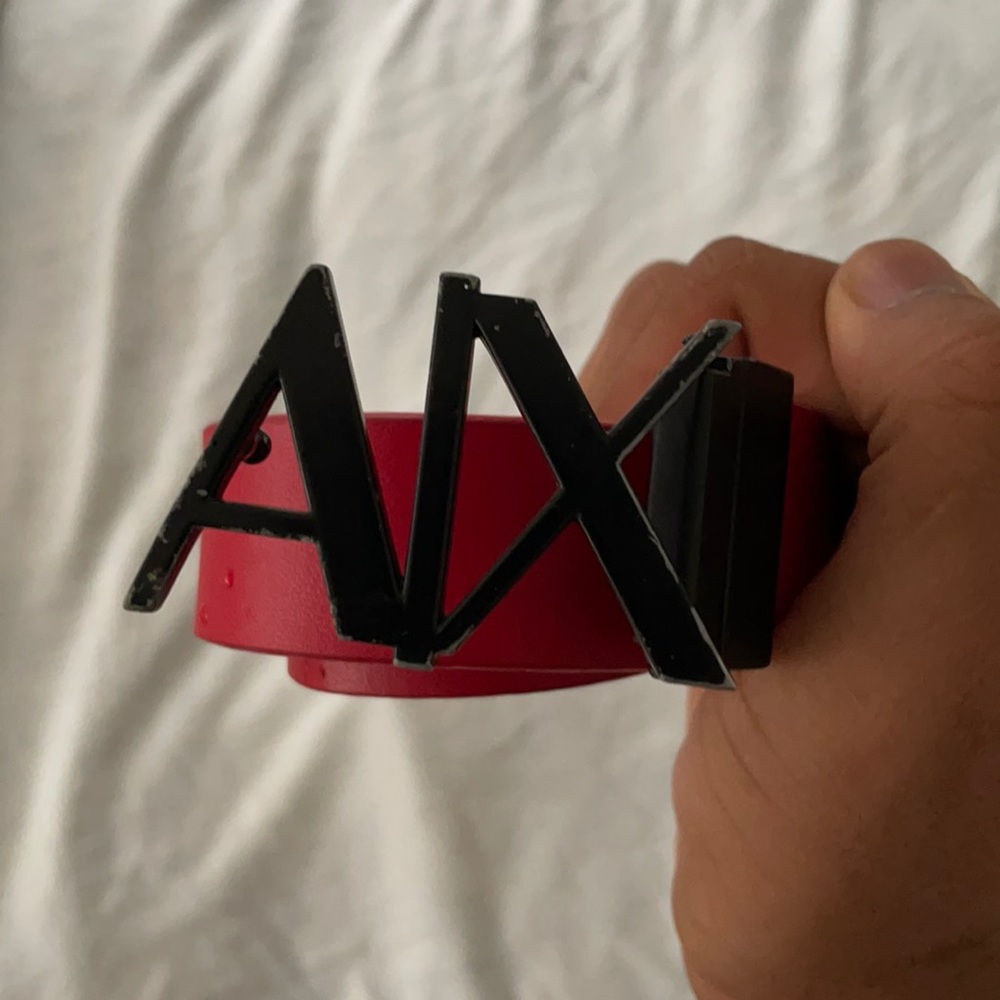 Armani Exchange belt-Reversible-Red and white